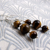 beaded semi-precious stone earrings, semi-precious bead earrings tigers eye CC15