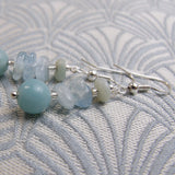 short blue semi-precious stone earrings uk, semi-precious bead earrings amazonite