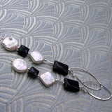 black white long statement earrings handmade uk