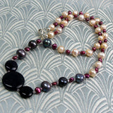 freshwater pearl blue goldstone necklace