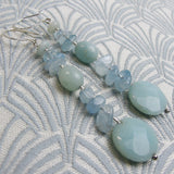 long blue semi-precious earrings, long semi-precious stone earrings handmade uk