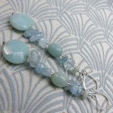 long drop earrings, long drop blue earrings, long semi-precious stone earrings
