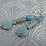 amazonite semi-precious stone bead earrings, beaded semi-precious amazonite earrings