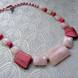 unique pink necklace handmade rose quartz