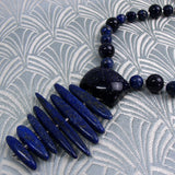 lapis lazuli necklace, blue semi-precious stone necklace, semi-precious gemstone pendant necklace