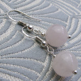 rose quartz short semi-precious stone earrings, small pink semi-precious bead earrings