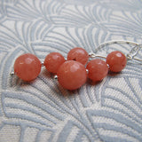 long drop earrings handmade pink semi-precious beads