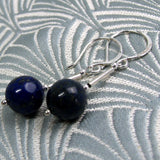 blue beaded semi-precious earrings, lapis lazuli semi-precious stone bead earrings CC35