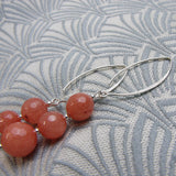 long pink drop earrings semi-precious beads