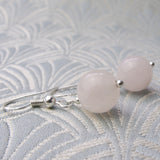 rose quartz pink bead semi-precious earrings 