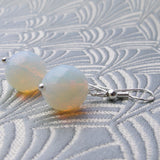 opal quartz semi-precious bead earrings short length