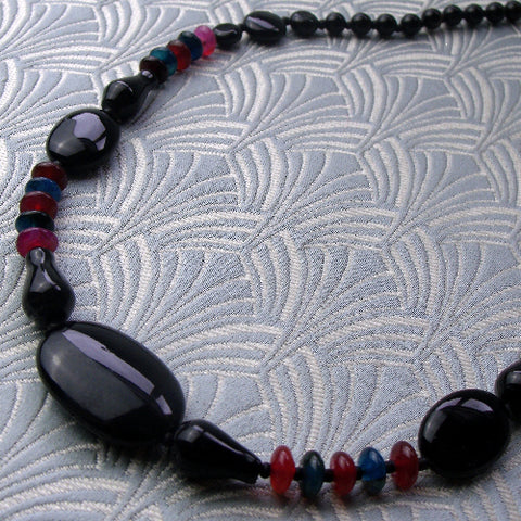semi-precious handmade jewellery sale, sale necklace black onyx  BB89