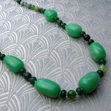 Chunky green semi-precious bead necklace, semi-precious stone necklace green