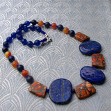 unique chunky statement necklace handmade blue gemstone beads