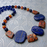 unique chunky blue gemstone statement necklace handmade uk