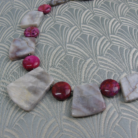 handmade chunky necklace, chunky semi-precious bead necklace CC34