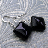 short drop earrings handmade semi-precious black onyx