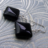 short handmade semi-precious earrings black onyx