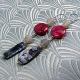 long semi-precious earrings, long semi-precious stone handmade earrings CC38