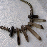 smoky quartz semi-precious stone necklace, semi-precious quart bead necklace uk
