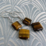 semi-precious bead earrings tigers eye, short semi-precious stone earrings tigers eye