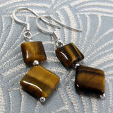 tigers eye drop earrings, semi-precious gemstone earrings