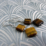 small drop tigers eye earrings