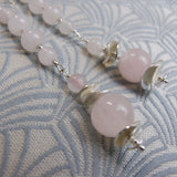 long rose quartz semi-precious stone earrings, long pink semi-precious earrings