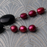 long black semi-precious earrings, long semi-precious stone earrings handmade onyx