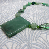 green handmade pendant necklace, short green semi-precious stone necklace, semi-precious necklace