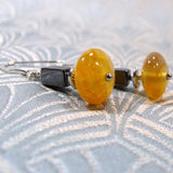 yellow semi-precious agate short earrings