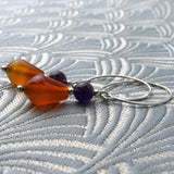 carnelian bead earrings, semi-precious drop earrings