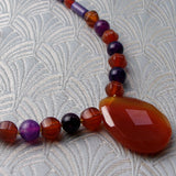 unique carnelian necklace, semi-precious necklace, handcrafted necklace uk