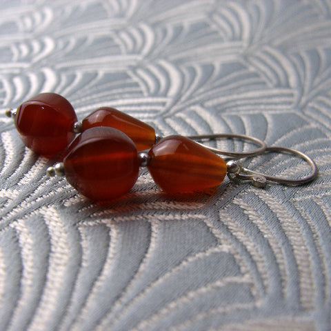 beaded semi-precious earrings, semi-precious stone bead earrings BB98