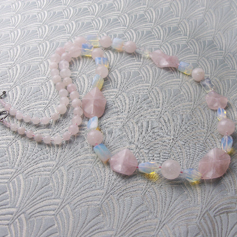 long semi-precious stone bead necklace, long beaded necklace  BB98