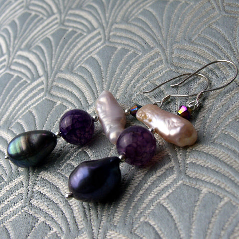 Long semi-precious stone earrings, long semi-precious earrings CC03