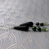 long black green statement earrings uk