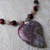 handmade semi-precious stone pendant necklace, semi-precious pendant necklace, agate gemstone pendant necklace