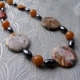 semi-precious bead long chunky necklace, semi-precious stone necklace
