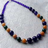 unique handmade chunky necklace with purple amethyst semi-precious stones