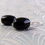 black semi-precious stone earrings black onyx
