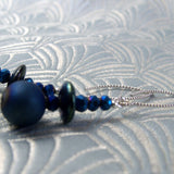 blue gemstone beads long semi-precious design