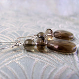 smoky quartz drop gemstone earrings uk