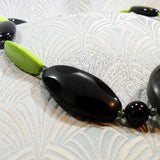 black onyx, green agate semi-precious beads