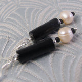 black onyx sale earrings, black onyx semi-precious handmade sale jewellery, handmade black earrings