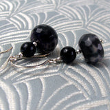short agate semi-precious stone earrings, purple semi-precious bead earrings uk