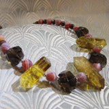 smoky quartz necklace, chunky handmade necklace, chunky semi-precious bead necklace