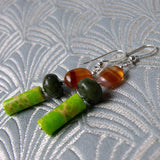 lime green earrings, handmade jasper sale earrings, jewellery sale