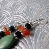 beaded semi-precious earrings, semi-precious stone bead earrings A182