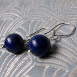 short semi-precious stone earrings, blue semi-precious bead earrings